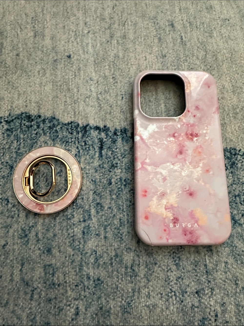 Burga Pink Marble iPhone Case with Matching Ring Holder